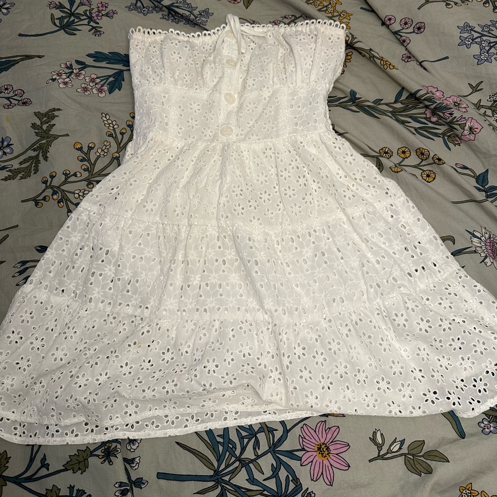 White Floral Embroidered Summer Dress